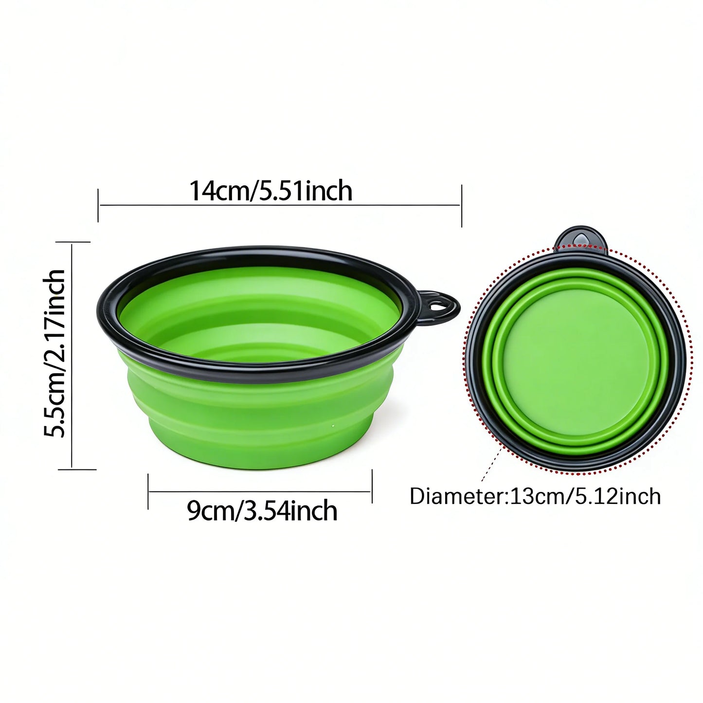 Pet Food Water Bowl 2-in-1 Dog Bowl, Silicone Foldable Portable Bowl, Four Seasons Outdoor Travel Collapsible Bowl, 1PC