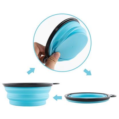 Pet Food Water Bowl 2-in-1 Dog Bowl, Silicone Foldable Portable Bowl, Four Seasons Outdoor Travel Collapsible Bowl, 1PC